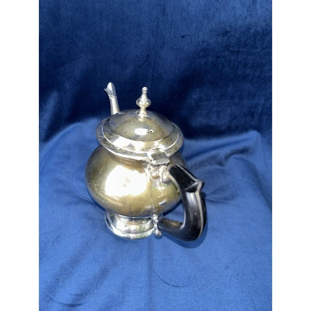 3-Piece Silverplate Tea/Coffee Set Teapot Coffee Pot Lidded Sugar Bowl Black